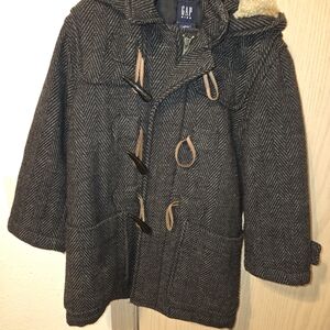 GAP Gray Herringbone Toggle Coat